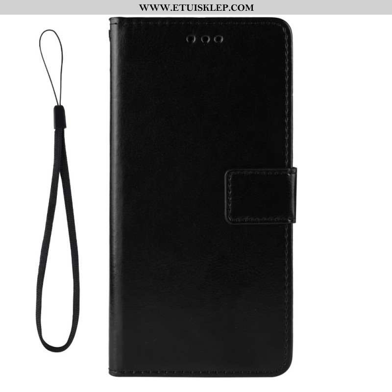 Etui Folio do iPhone 14 Pro Max Błyszcząca Sztuczna Skóra